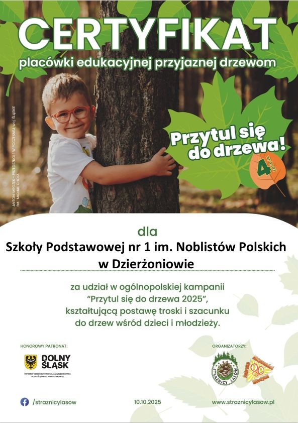 Przytul się do drzewa 2025 -certyfikat