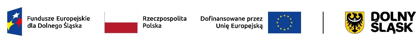 Grafika przedstawia zestaw obowiązkowych logotyp&oacute;w i herb&oacute;w stosowanych przy oznaczaniu projekt&oacute;w realizowanych w ramach programu Fundusze Europejskie dla Dolnego Śląska 2021&ndash;2027, wsp&oacute;łfinansowanych ze środk&oacute;w Unii Europejskiej. [1] (https://dawg.pl/projekty/7-9-sciezki-sukcesu/), [2] (https://grupawspierania.pl/projekty/nowe-otwarcie-legnica-3/)